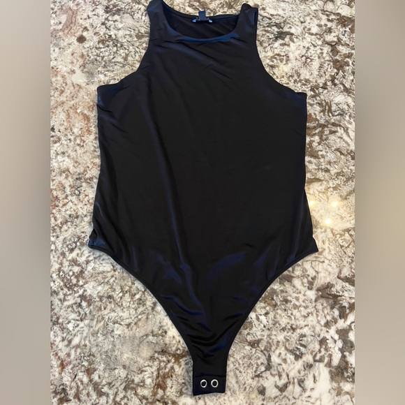 L M EXPRESS Black BODYSUIT Sculpting NWOT Spandex Top Womens Spring Summer Shirt - Picture 12 of 16